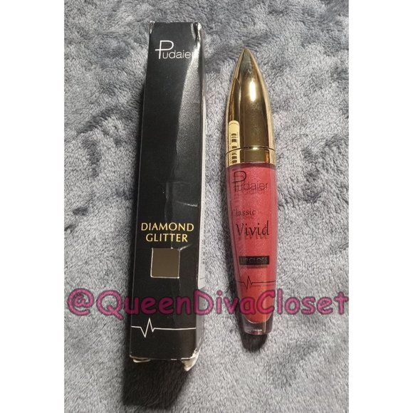 Lux Matte Deep Rust Brick Red #16 Lasting Glitter Gloss Liquid Lipstick Tint - Picture 3 of 4